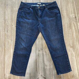 Coldwater‎ Creek Womens Jeans Size 18 CroppedDark Wash Tapered Leg Stretch Denim